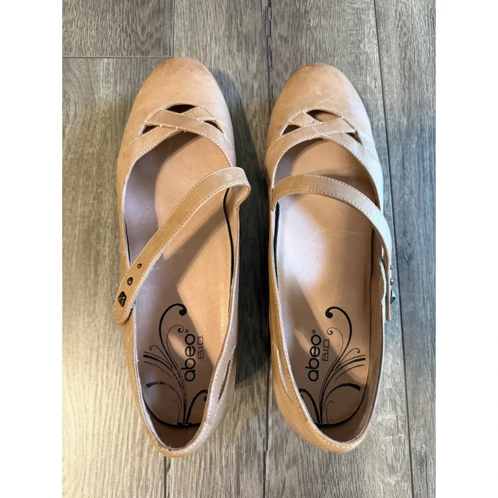 Abeo B.I.O. System Nia Tan‎ Leather Mary Jane Low Heel Comfort Shoes Womens 10 N